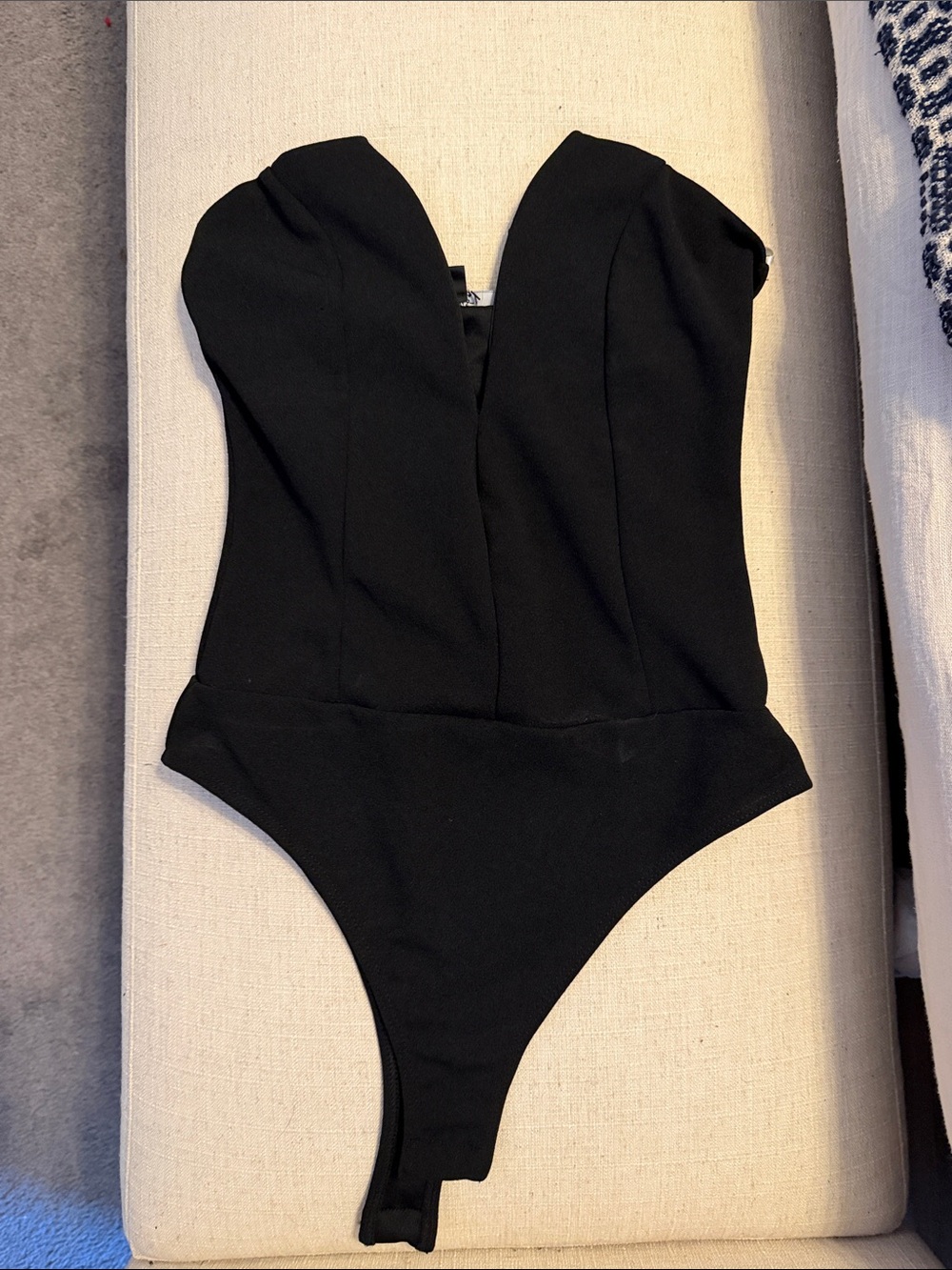 Lulu's Black Strapless Corset Bodysuit - Sleek Band